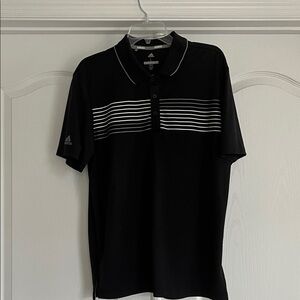 Adidas Men's Black Polo with White Stripes